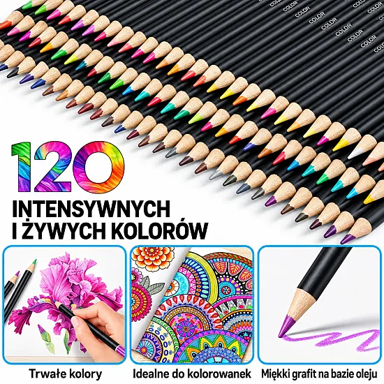 Set of 120 pencils in a pencil case with accessories