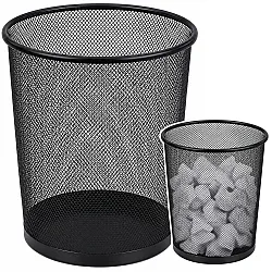 10-liter black metal office trash can