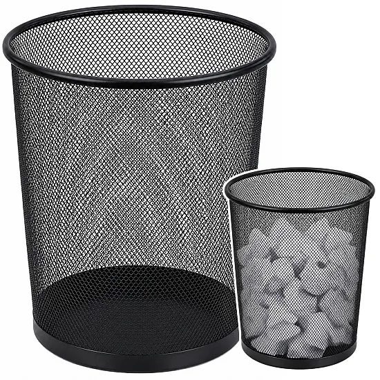10-liter black metal office trash can