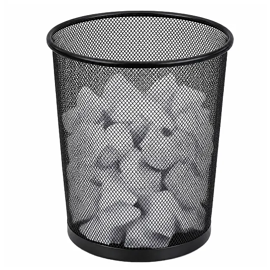 10-liter black metal office trash can