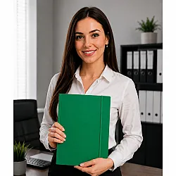 Zielona tekturowa teczka na dokumenty formatu A4