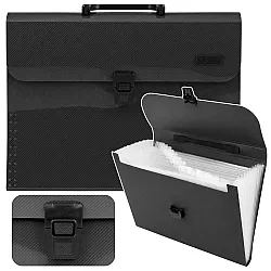 Black A4-size document holder with 13 compartments