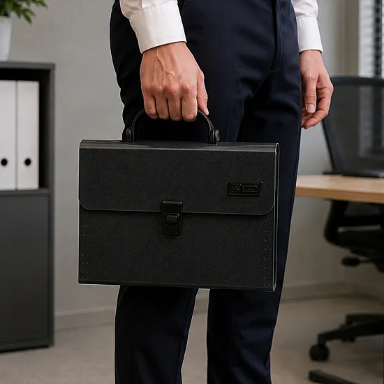 Black A4-size document holder with 13 compartments
