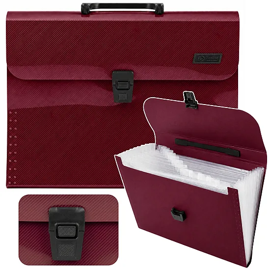 Bordeaux A4 Document Holder with 13 Compartments
