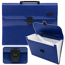 Blue A4 document holder with 13 compartments