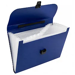 Blue A4 document holder with 13 compartments