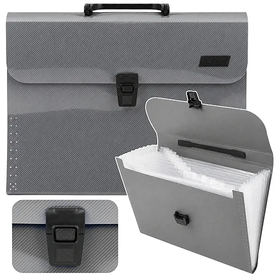 Gray A4 document holder with 13 compartments