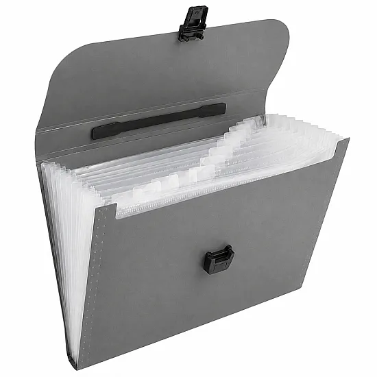 Gray A4 document holder with 13 compartments
