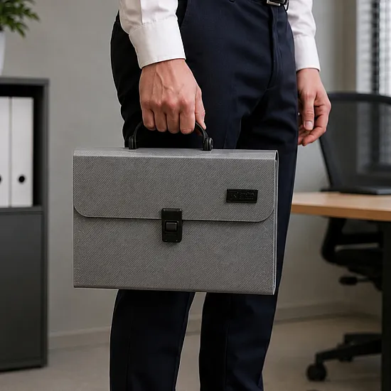 Gray A4 document holder with 13 compartments