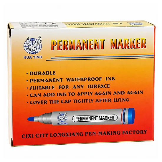 Water-resistant permanent marker with a round tip, black