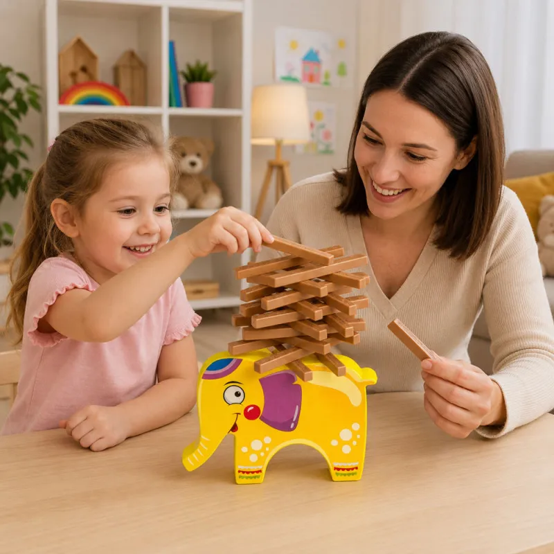Vikrumo žaidimas pastatyk bokštą su drambliuku 61 vnt.
