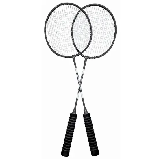 Juodos spalvos badmintono rinkinys su raketėmis