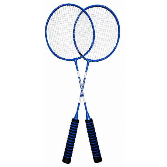 Mėlynos spalvos badmintono rinkinys su raketėmis