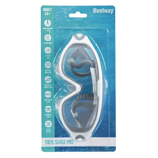 Bestway 21194 reguliuojami balti ir pilki plaukimo akiniai