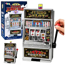 Slot machine with a coin tray and sound effects