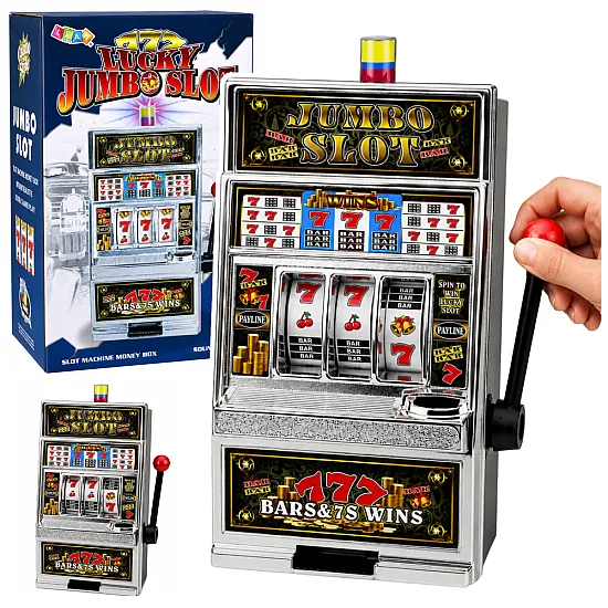 Slot machine with a coin tray and sound effects