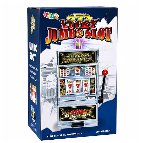Slot machine with a coin tray and sound effects
