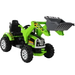 Žalias ekskavatorius-krautuvas su akumuliatoriumi