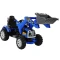 Akumuliatorinis mėlynas traktorius su kaušu