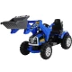 Akumuliatorinis mėlynas traktorius su kaušu Elektrinės mašinėlės vaikams