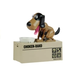 Tamsiai ruda šuns formos taupyklė-robotas