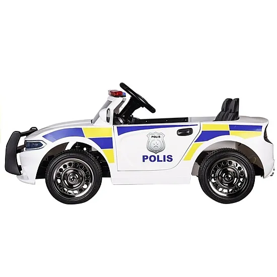Policijos baltas elektrinis automobilis Elektrinės mašinėlės vaikams