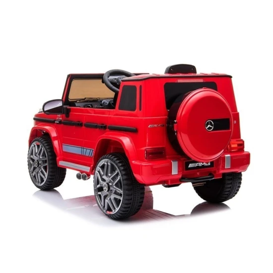 Raudonas "Mercedes G63" akumuliatoriaus visureigis Elektrinės mašinėlės vaikams