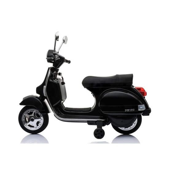 Juodas akumuliatorinis motoroleris Vespa Automobiliai