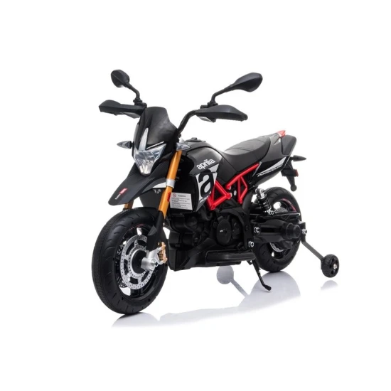 Juodas akumuliatorinis motociklas Aprilia A007 Automobiliai
