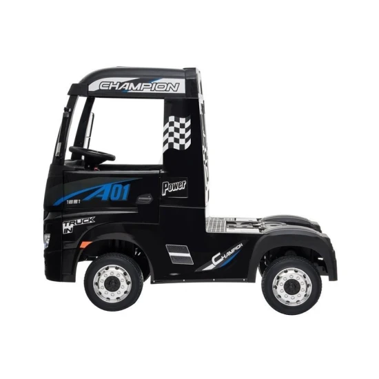 Elektrinis juodas vilkikas Mercedes Actros Elektrinės mašinėlės vaikams