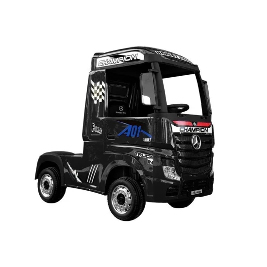 Elektrinis juodas vilkikas Mercedes Actros Elektrinės mašinėlės vaikams