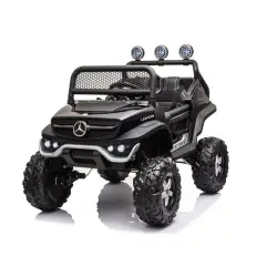 Juodas akumuliatorinis automobilis Mercedes Unimog S