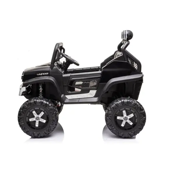 Juodas akumuliatorinis automobilis Mercedes Unimog S