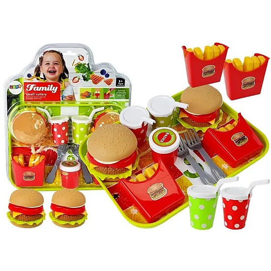 Hamburgera un kartupeļu komplekts ar paplāti