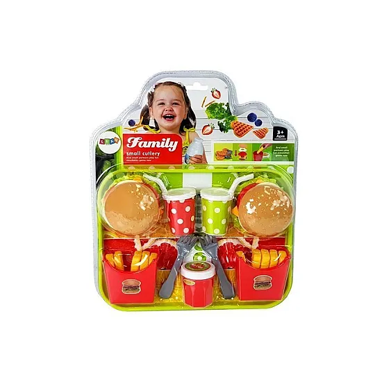 Hamburgera un kartupeļu komplekts ar paplāti