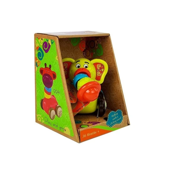 Kūdikio dramblio žaislinis automobilis su lanksčiu straubliu