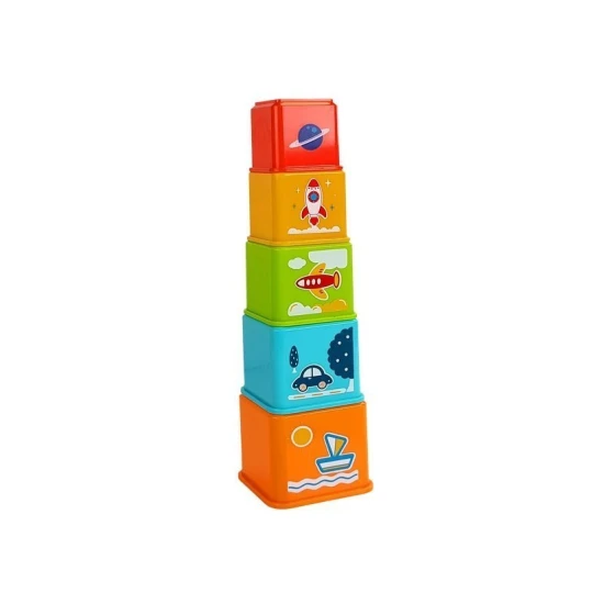 Piramidė su transporto priemonių paveikslėliais kūdikiams