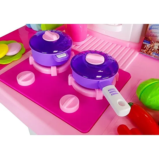 Pink kitchen with pots, food Household appliances, kitchens