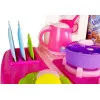 Pink kitchen with pots, food Household appliances, kitchens