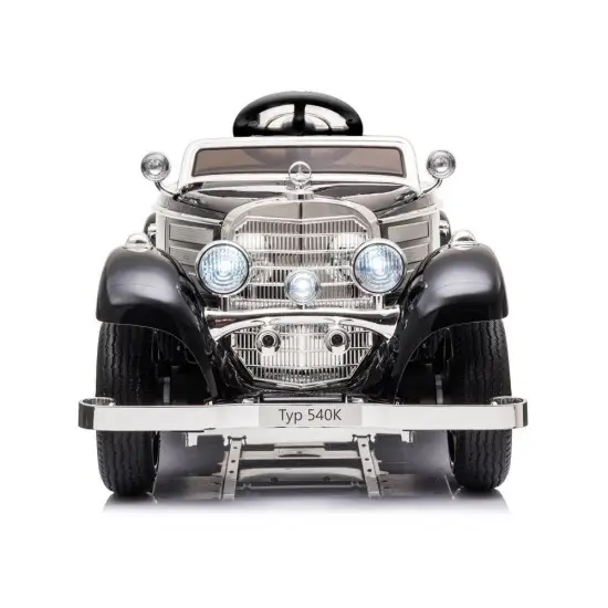Juodas elektrinis automobilis Mercedes 540K Elektrinės mašinėlės vaikams