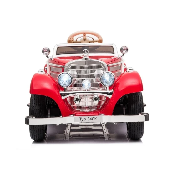 Raudonas akumuliatorinis retro automobilis Mercedes 540K Elektrinės mašinėlės vaikams