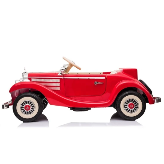 Raudonas akumuliatorinis retro automobilis Mercedes 540K Elektrinės mašinėlės vaikams