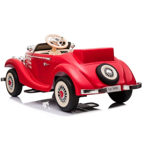 Raudonas akumuliatorinis retro automobilis Mercedes 540K Elektrinės mašinėlės vaikams