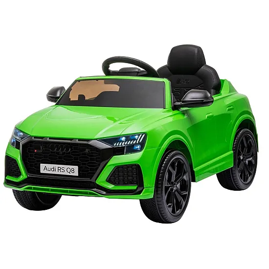 Žalias Audi RS Q8 akumuliatorinis automobilis Elektrinės mašinėlės vaikams