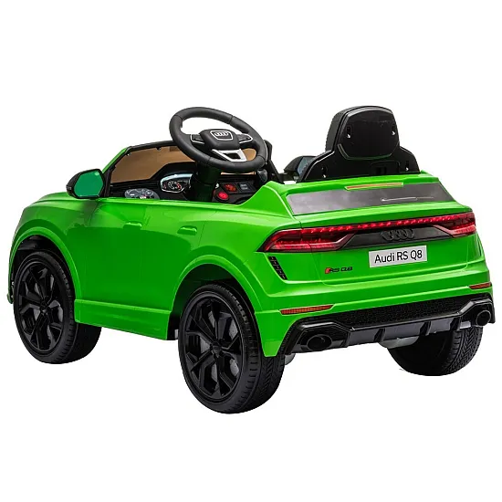 Žalias Audi RS Q8 akumuliatorinis automobilis Elektrinės mašinėlės vaikams