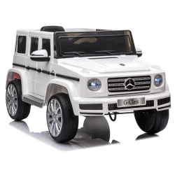 Akumuliatorinis baltas automobilis Mercedes G500