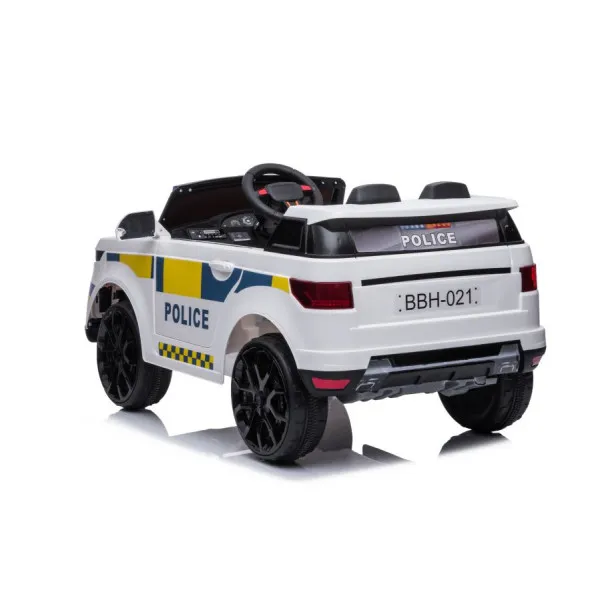 Baltas elektrinis policijos automobilis BBH-021 Elektrinės mašinėlės vaikams