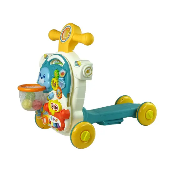 Mėlynas 4in1 stumiamasis žaislas