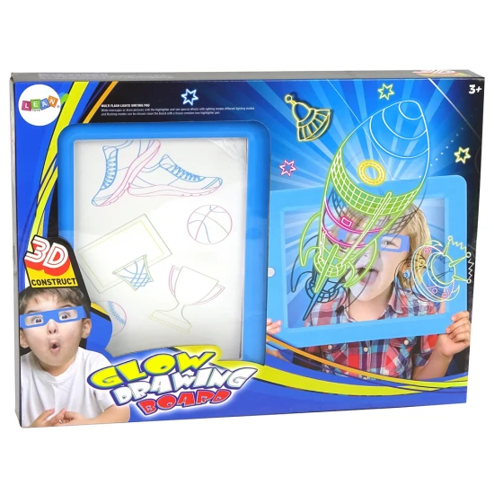 Magiški 3D šviesos mėlyna lenta ir akiniai Magnetinės lentos ir magnetai