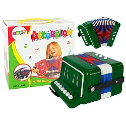 Žalias akordeonas jaunam muzikantui
